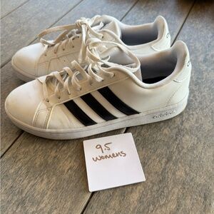 Adidas Classic White Sneakers with Black Stripes